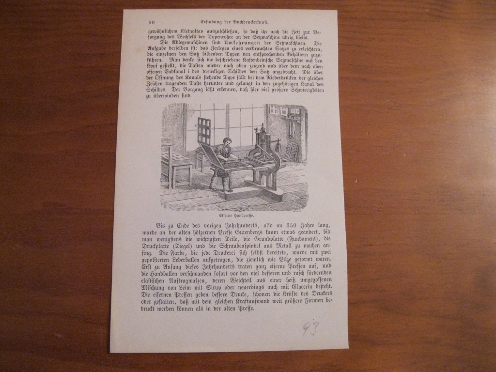 Antiguas máquinas usadas en imprentas, 1893. Anónimo